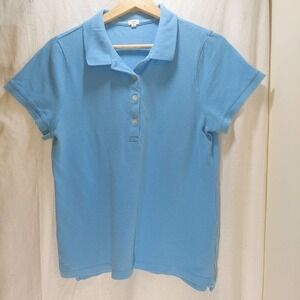 𝅺J. Crew Women's Blue Polo, L, Short Sleeve, Preowned